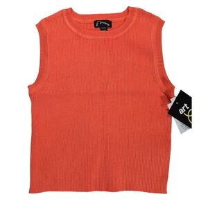 Art Class Kids Ribbed Knit Sweater Vest Coral Orange Sleeveless Top Size M 7/8